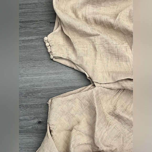 ASOS Design Size US 10 Asymmetric Drape Cut-Out Mini Dress Mocha - Picture 8 of 13